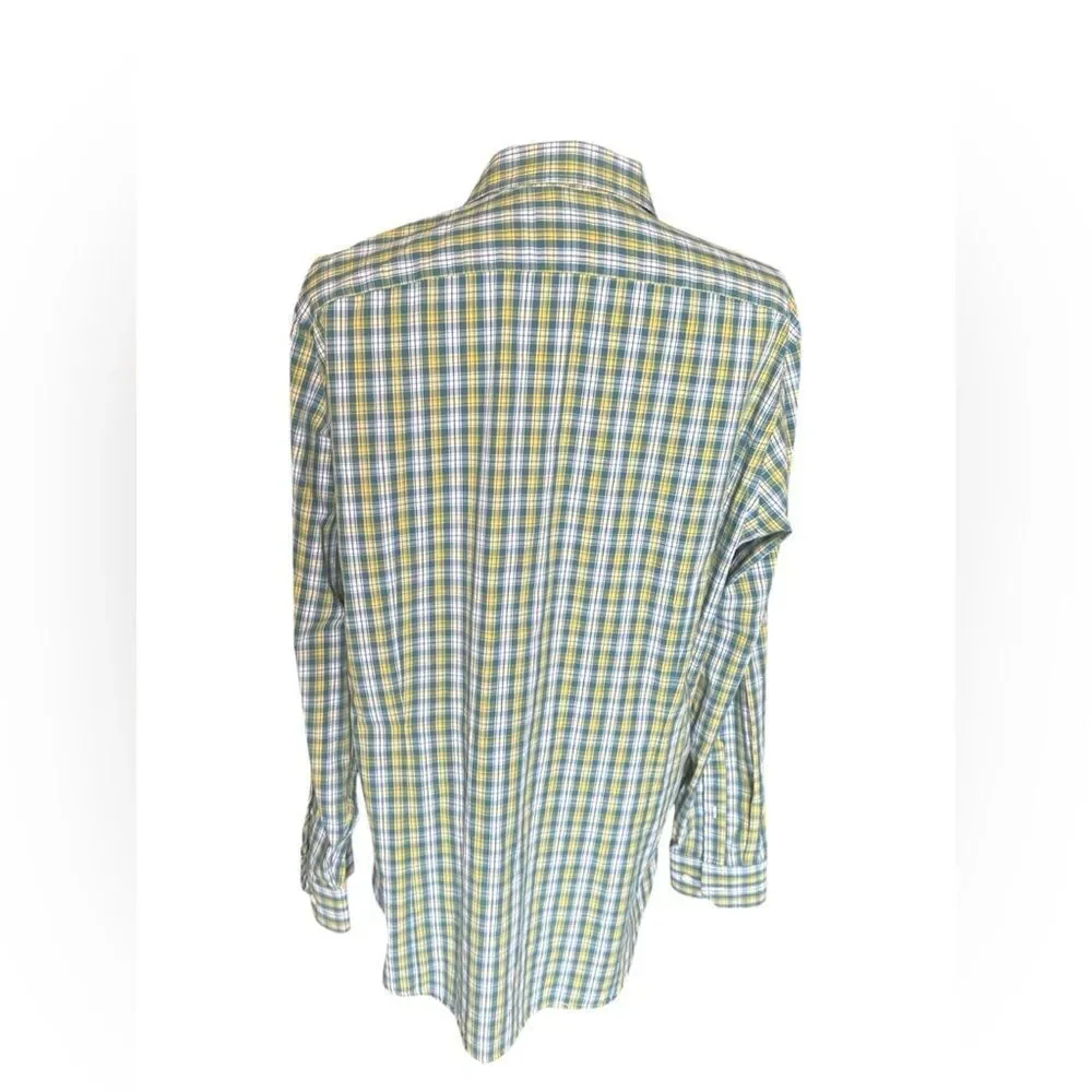 Banana Republic Blue and Green Plaid Shirt 100% Cotton Long Sleeve Buttons